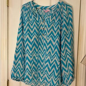 Misses Lilly Pulitzer long sleeve top shirt blouse size large #813